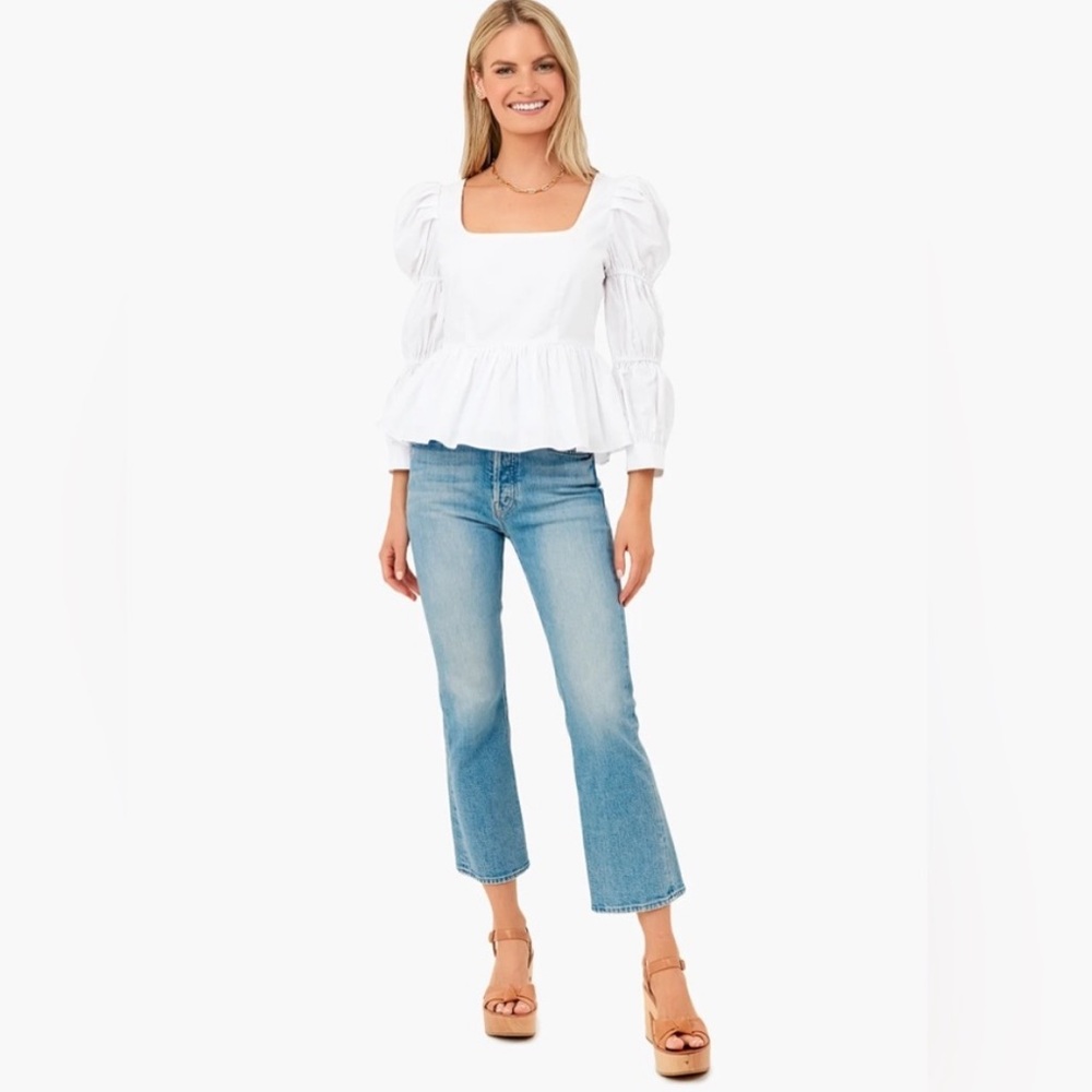 BOGO! Tuckernuck Hyacinth House White Clemons Long Sleeve Puff Blouse XL - Picture 3 of 9